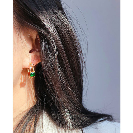 Biella Emerald Hoop Earrings