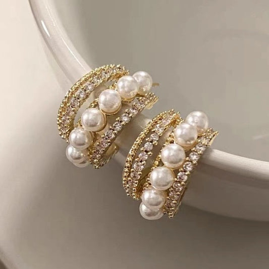 Delicate Freshwater Pearl Clip On Hoop Gold Earrings