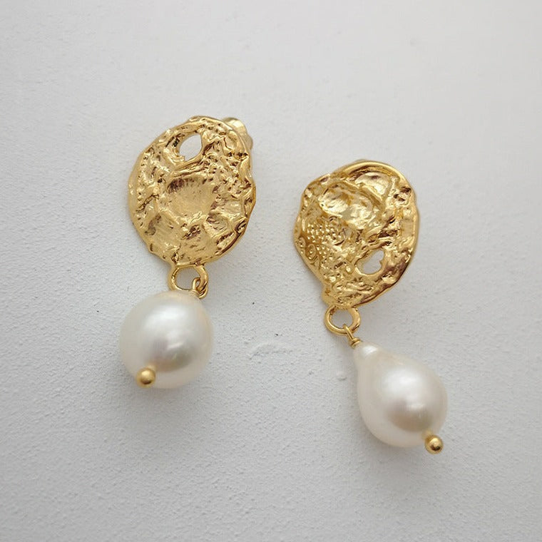 Mila Freshwater Pearl Drop Gold Earrings