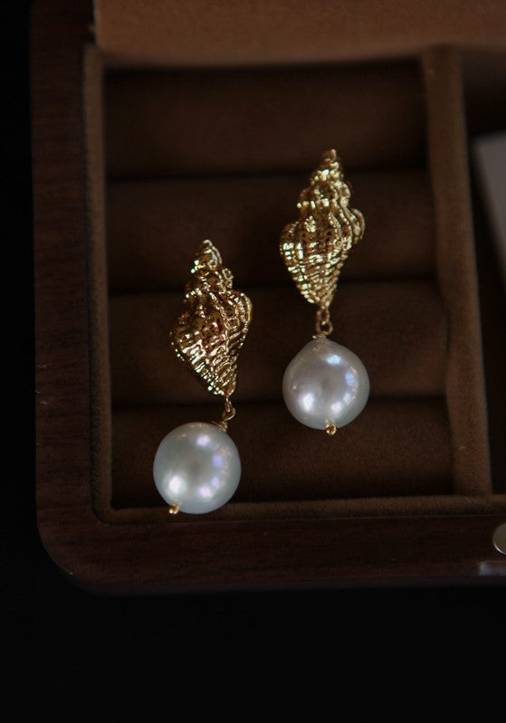 Thalia Baroque Pearl Drop Gold Earrings