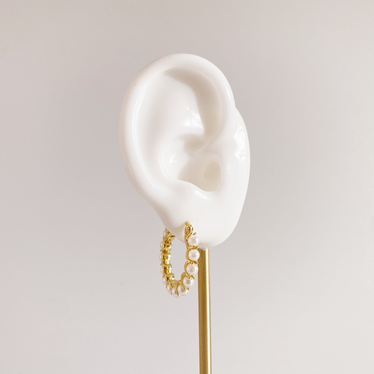 Pave Freshwater Pearl Hoop Earrings